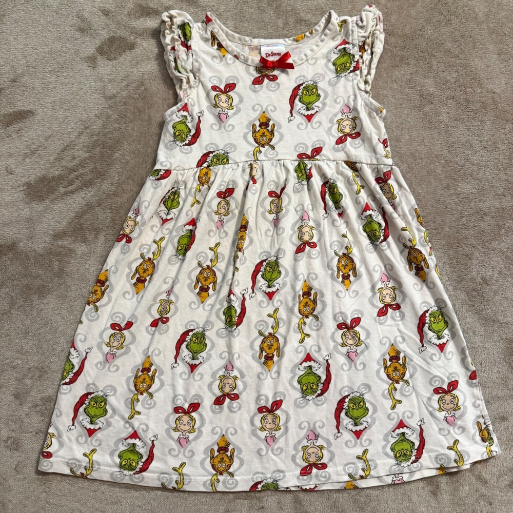 Hanna Andersson Dr Seuss The Grinch Christmas Nightgown Dress Kids 4 100cm